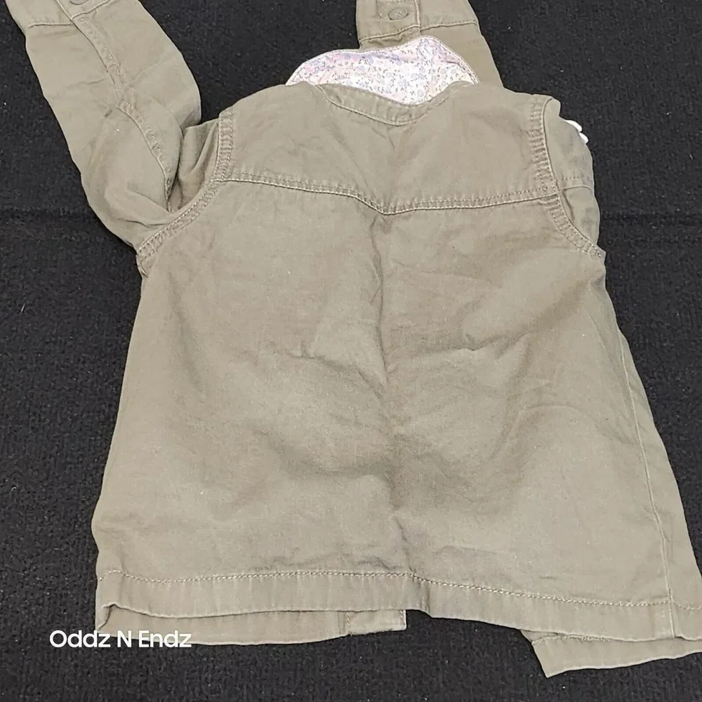 Girls Olive Green Military Style Jacket Size 4 By Carters With Embroidered Patch